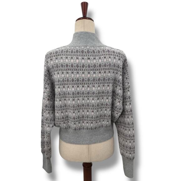 NEW Sugar Moon Fair Isle Sweater Gray Purple Snow Day Printed Top XS - Picture 7 of 11